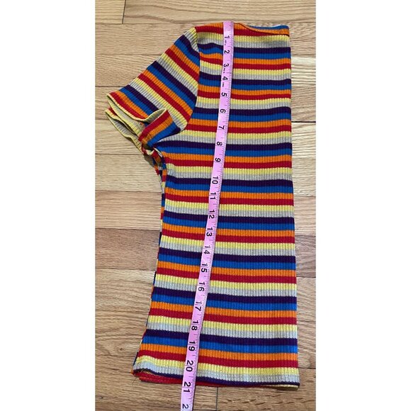 Gaze Womens Striped Retro Cropped Rainbow Baby Tee Size M Y2K Twee Colorful - Picture 8 of 9